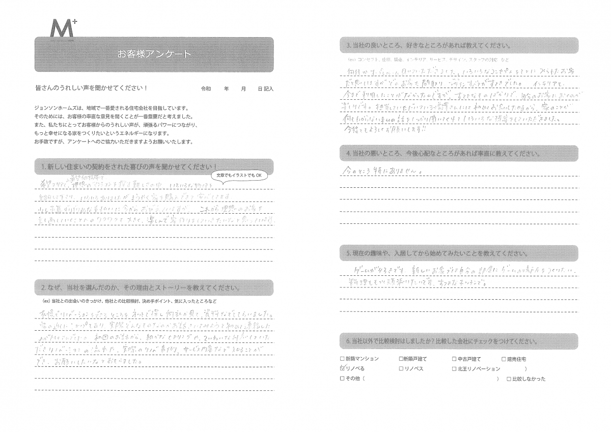 初回のお話から 細かなヒアリングや丁寧な対応をしていただきました M エムプラス